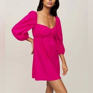NWT Reformation Farley Mini Dress Long Sleeve Mini Dress in Corvette Size 16